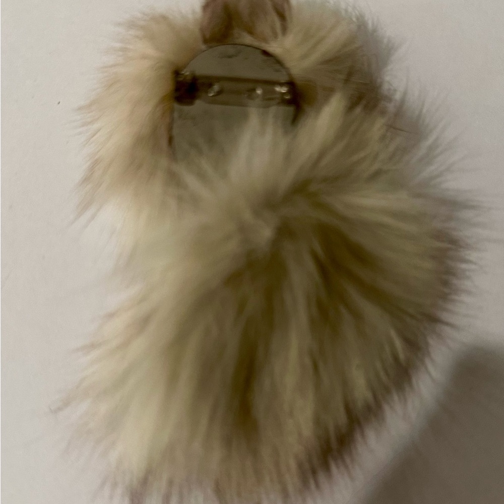 Vintage Faux Fur Painted Lady Face Brooch Pin - Picture 3 of 3